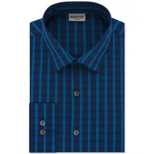 Kenneth Cole Reaction Men's  Flex Check Dress Shirt Blue Size 16X32-33